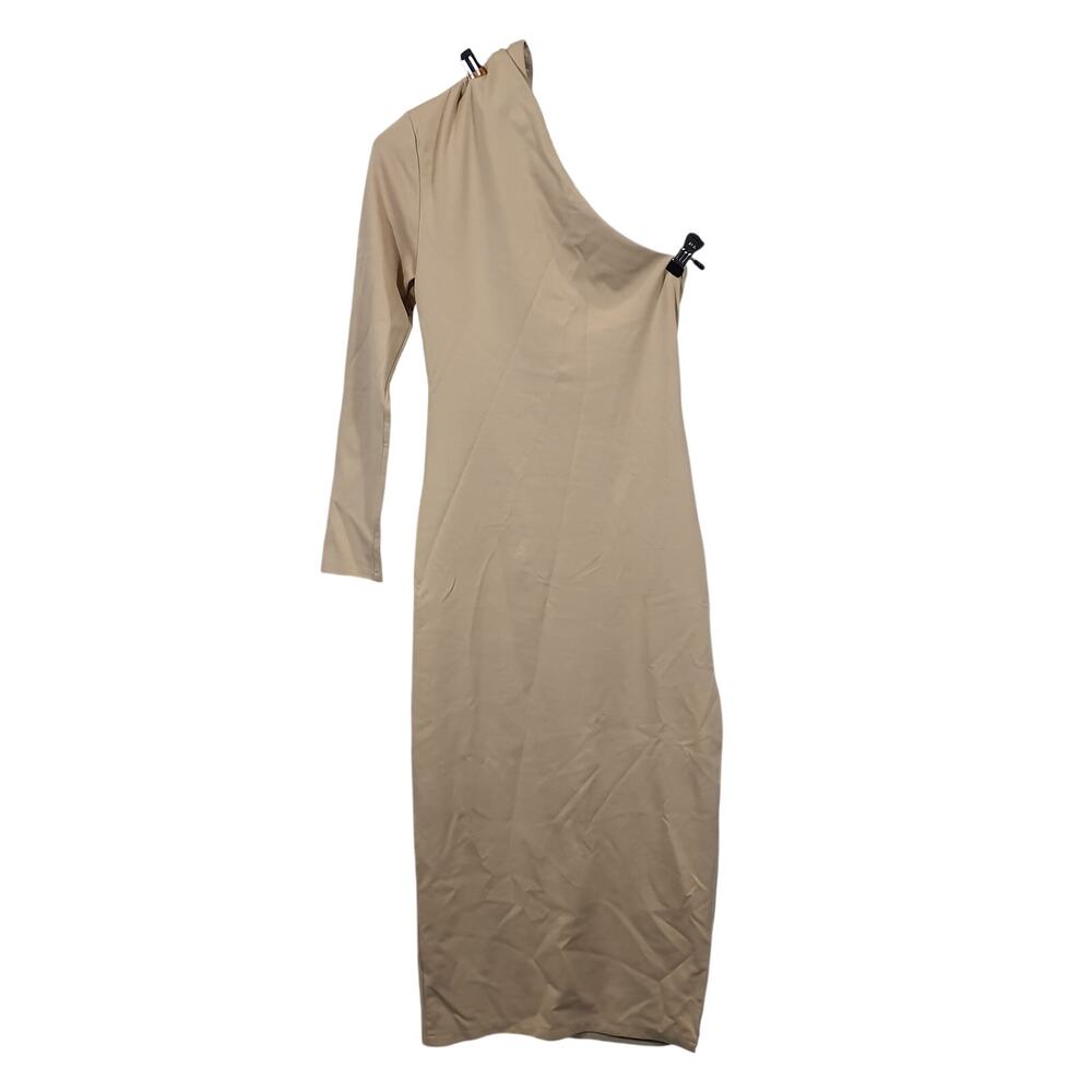 Not Yours To Keep Asymmetric Soft Sand Kyrie Midi Dress Size XS - Picture 3 of 4